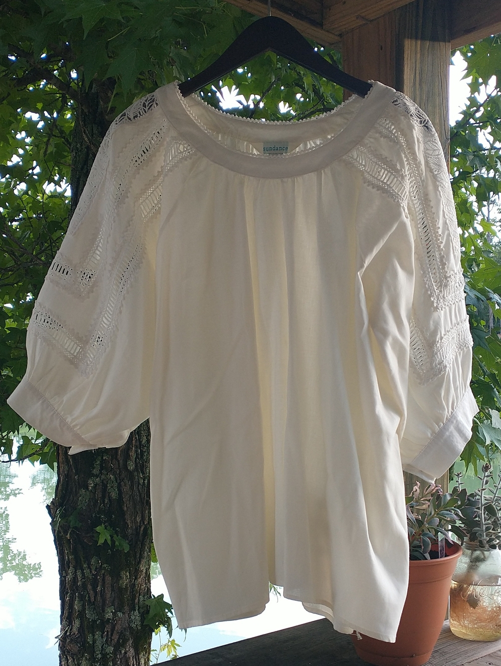 Sundance Ladies Peasant Top Oversized Size Medium White